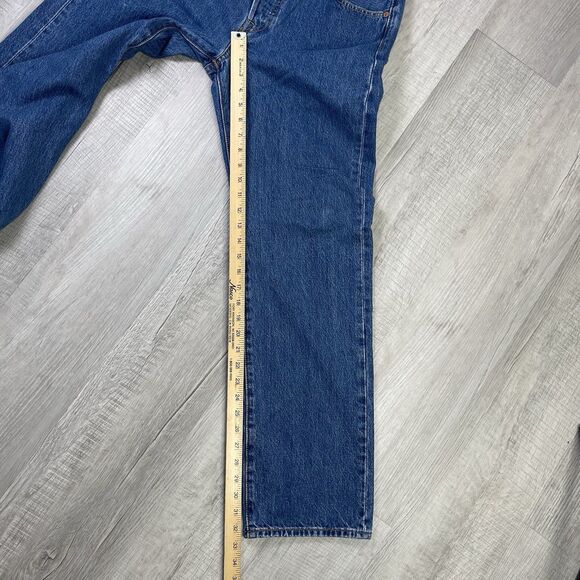 Levis 501 Jeans Mens 33x32 Blue Dark Wash Straight Leg Button Fly Modern I - Picture 9 of 13